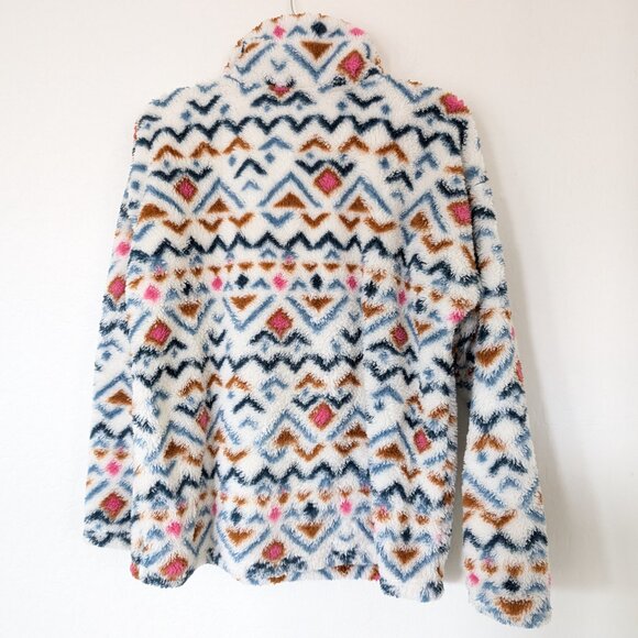 EDDIE BAUER Pullover Women's L Multicolor Aztec 1/4 Zip Mock Long Sleeve Sweater - Picture 5 of 12